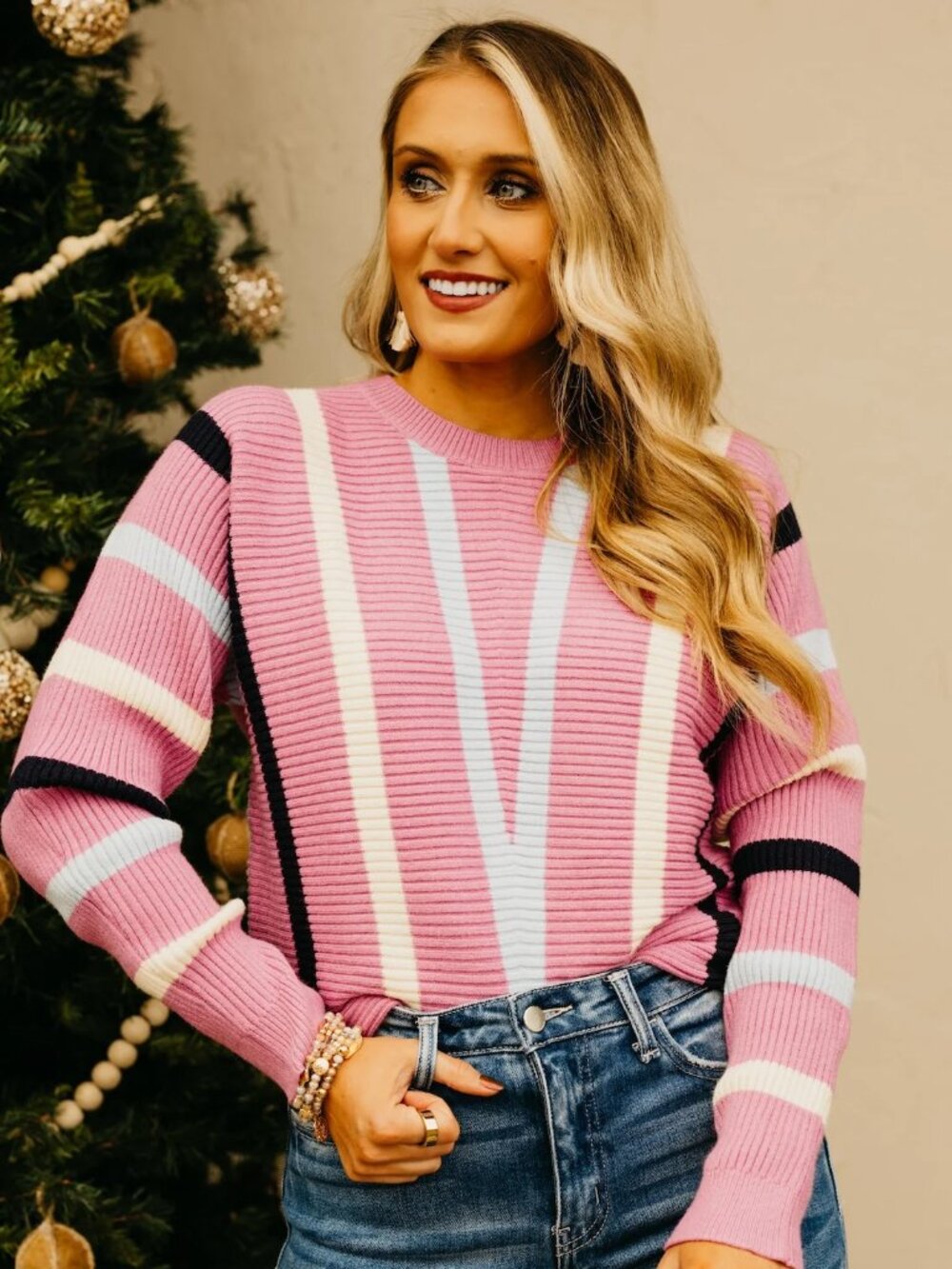 Chevron Striped Sweater - Size L